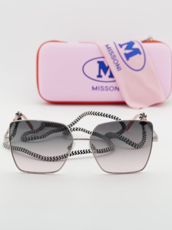 M Missoni MMI 0101/S 03YZ JP Square Sunglasses - Palladium/Green to Pink main image 4